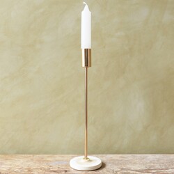 Large Gold Candlestick Holder with Glazed Base
