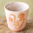aerial view of Medium Pink and Terracotta Abstract Face Planter, H16cm