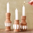 Model Lighting 3 Set Terracotta Candlesticks