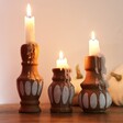 Set of 3 Terracotta Candlestick Holders with Candles