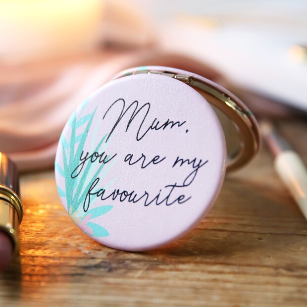 Pink Botanical 'Mum' Compact Mirror