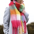 Model Wearing Multicoloured Brights Winter Scarf