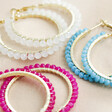 Hot Pink Beaded Gold Hoop Earrings with Other Coloured Hoops