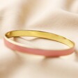 Blush Pink Enamel Slim Bangle in Gold on Neutral Fabric