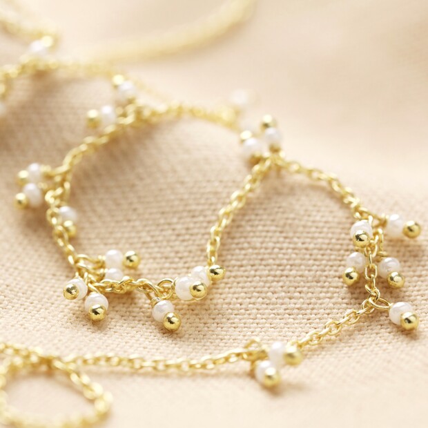 My Doris Chain and Pearl Cluster Necklace in Gold