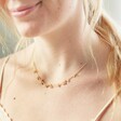 Chain and Pearl Cluster Necklace in Gold on Model