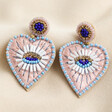 Blush Pink Heart Earrings on White Background