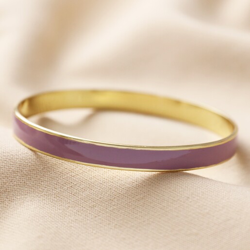 Lilac Enamel Slim Bangle in Gold