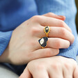 Navy Blue Heart Eye Ring