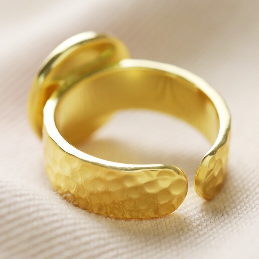 Pink Smiley Face Enamel Ring in Gold from Back