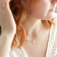Model Wearing Sage Green Facet Bead Necklace