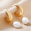 Lisa Angel Ladies' Gold Organic Shape Hoop Earrings with Freshwater Pearl