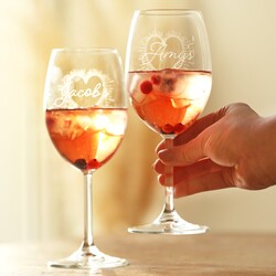Set of Two Valentine's Heart Wine Glasses