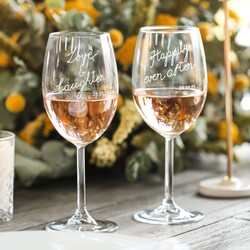 Set of 2 Personalised Wedding Wine Glasses