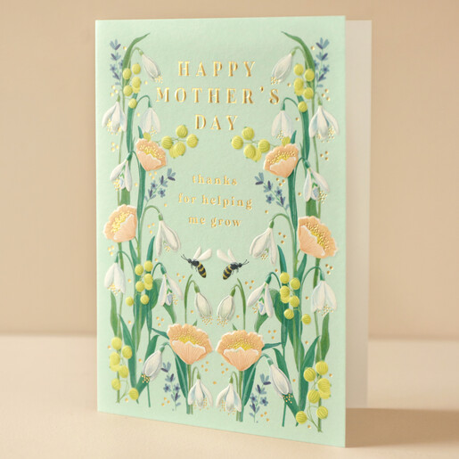 Thanks for Helping me Grow Mother's Day Card on Neutral Background