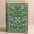 Vintage Novel Birthday Card Standing on Pink Surface