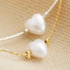 Pearl Heart Charm Bracelet in Gold with Silver