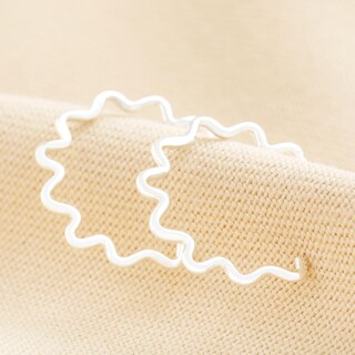 Wavy Line Hoop Earrings in Silver