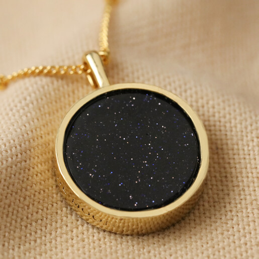 Back of Celestial Semi-Precious Stone Pendant Necklace in Gold