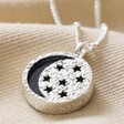 Celestial Semi-Precious Stone Pendant Necklace in Silver on Beige Fabric