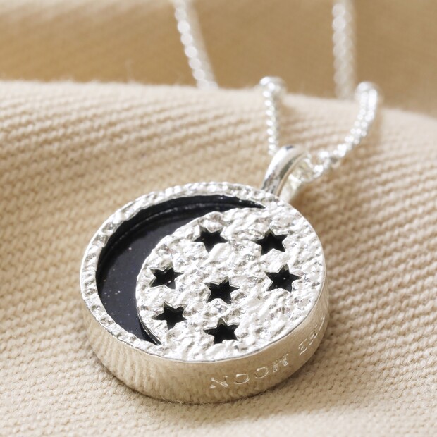 Celestial Semi-Precious Stone Pendant Necklace in Silver