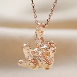 Hanging Sloth Pendant Necklace in Rose Gold