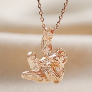 Hanging Sloth Pendant Necklace in Rose Gold