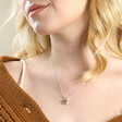 Model Wearing Mixed Metal Double Star Necklace