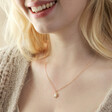 Model Wearing Opal Sun Pendant Necklace in Gold