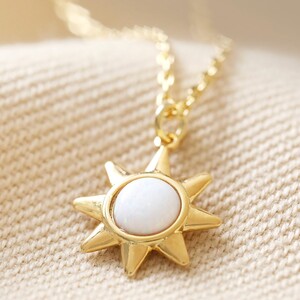 Opal Sun Pendant Necklace in Gold