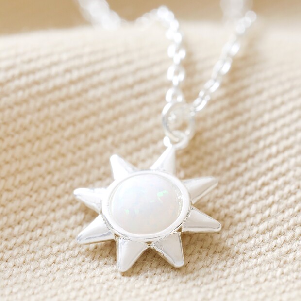 opal sun pendant necklace silver 4x3a0076