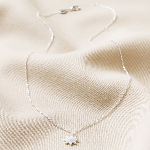 Opal Sun Pendant Necklace in Silver | Lisa Angel