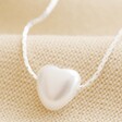 Close Up of Pearl Charm on Pearl Heart Charm Necklace in Silver