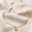 Talisman Charm Pearl and Chain Necklace in Gold Full Length