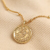 Talisman Pendant Satellite Chain Necklace in Gold on Neutral Fabric