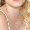 Model wearing Wavy Lines Pendant Necklace in Silver close up