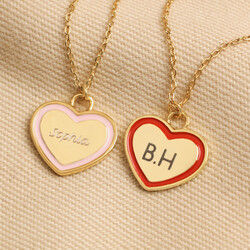 Personalised Enamel Heart Pendant Necklace in Gold