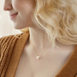 Model Wearing Personalised Mum Charm Pink Enamel Heart Necklace in Gold