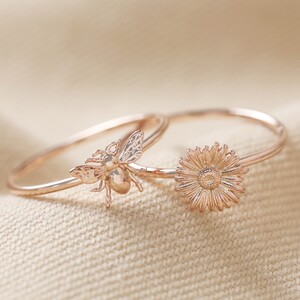 Daisy & bee stacking ring set rose gold L/XL Size 15/Q