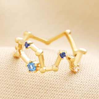 Adjustable Blue Crystal Constellation Ring in Gold