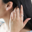 Adjustable Blue Crystal Constellation Ring in Silver on Model with Hand in Hair
