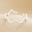 Adjustable Wavy Lines Ring in Silver on Neutral Fabric