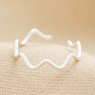 Adjustable Wavy Line Ring in Silver