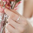 January Carnation Adjustable Birth Flower Ring in Silver on Model's Finger