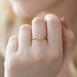Model Wear February Violet Birth Flower Ring in Gold