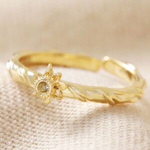 Birth Flower Ring March Daffodil Gold