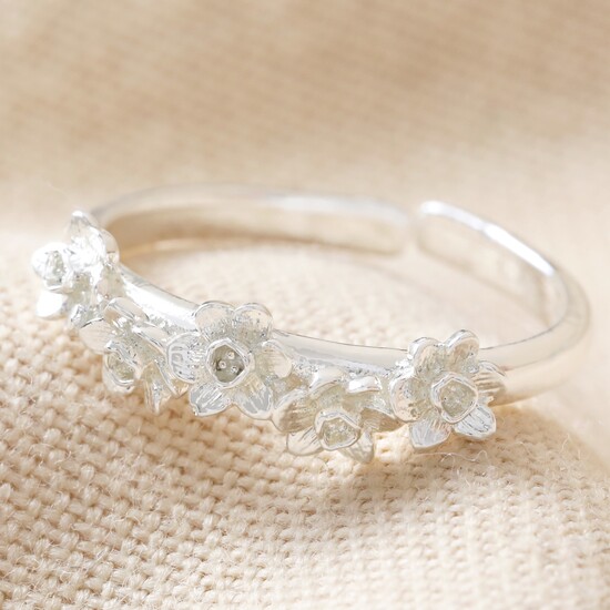 Birth Flower Ring December Narcissus Silver