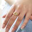 Crystal Sun and Moon Signet Ring in Gold on Model