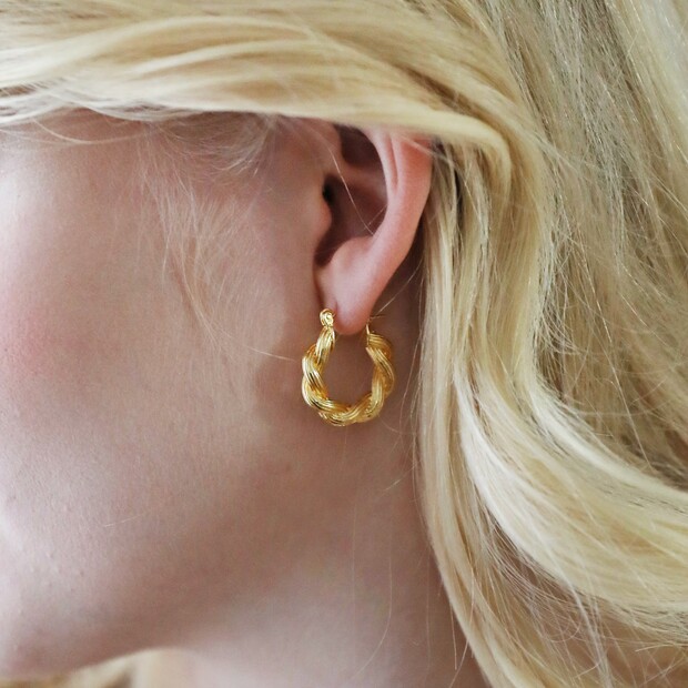 Chunky Twisted Rope Hoop Earrings in Gold | Lisa Angel