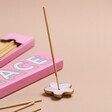 Bombay Duck Peace Incense Stick and Holder Set with incense holder out of packaging with incense stick 